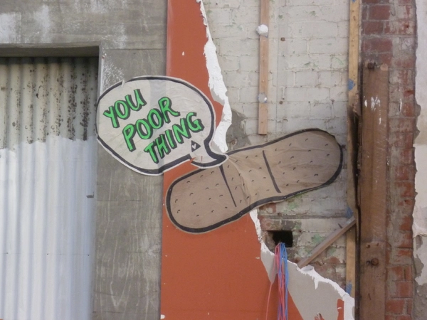 Band-aid art on Piko Wholefoods building