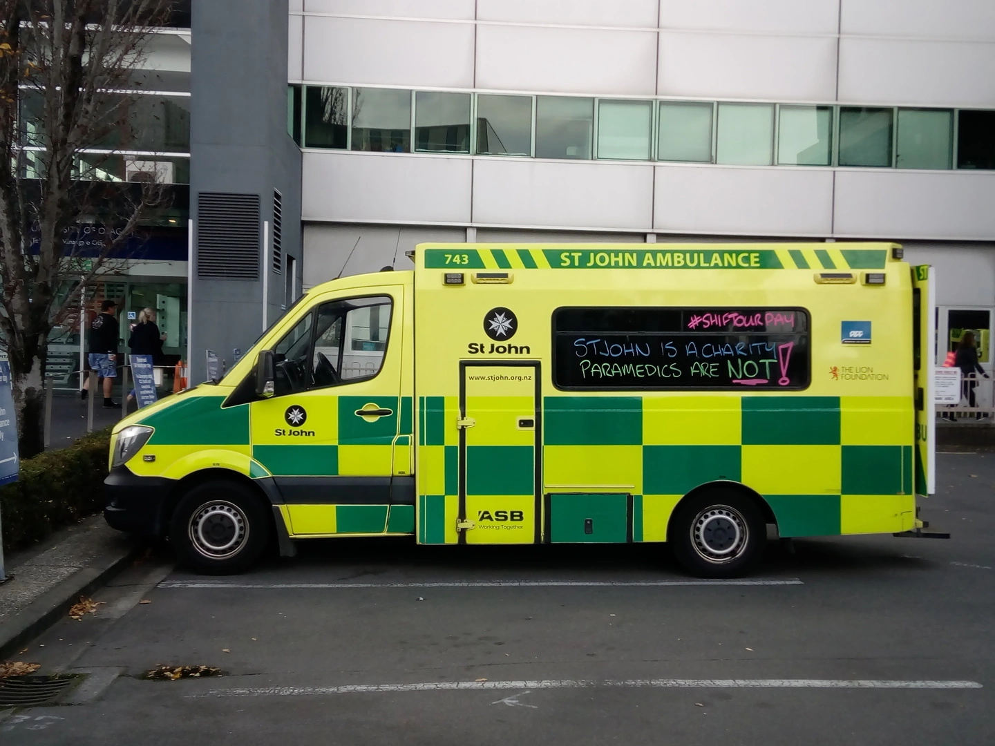 Ambulance protest signs