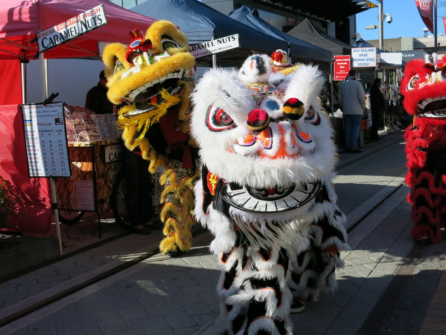 Chinese lion dancers