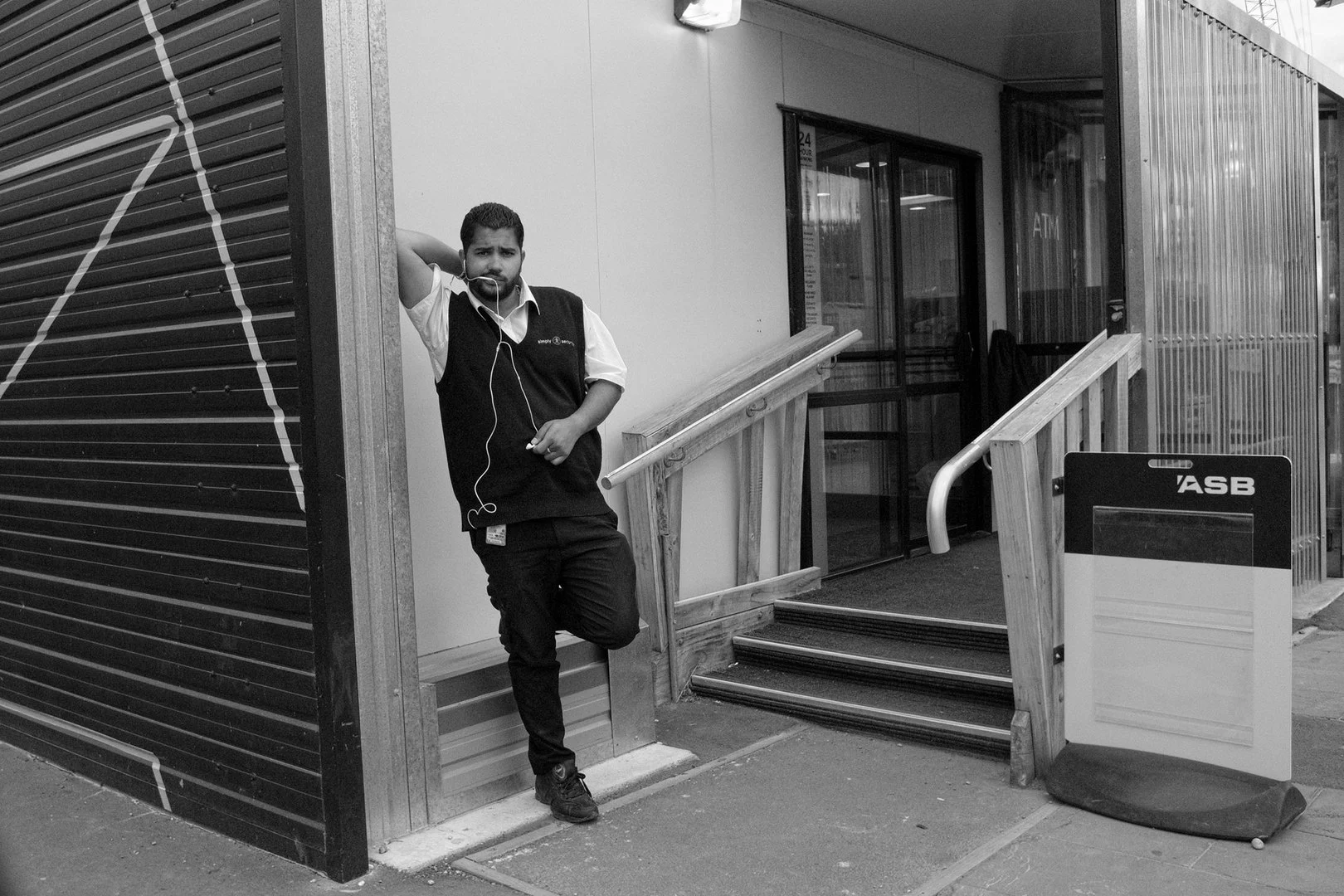 Security guard at ASB container bank