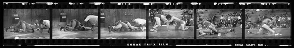 Murray Allen and Lawrence Anstis wrestling at Cowles Stadium