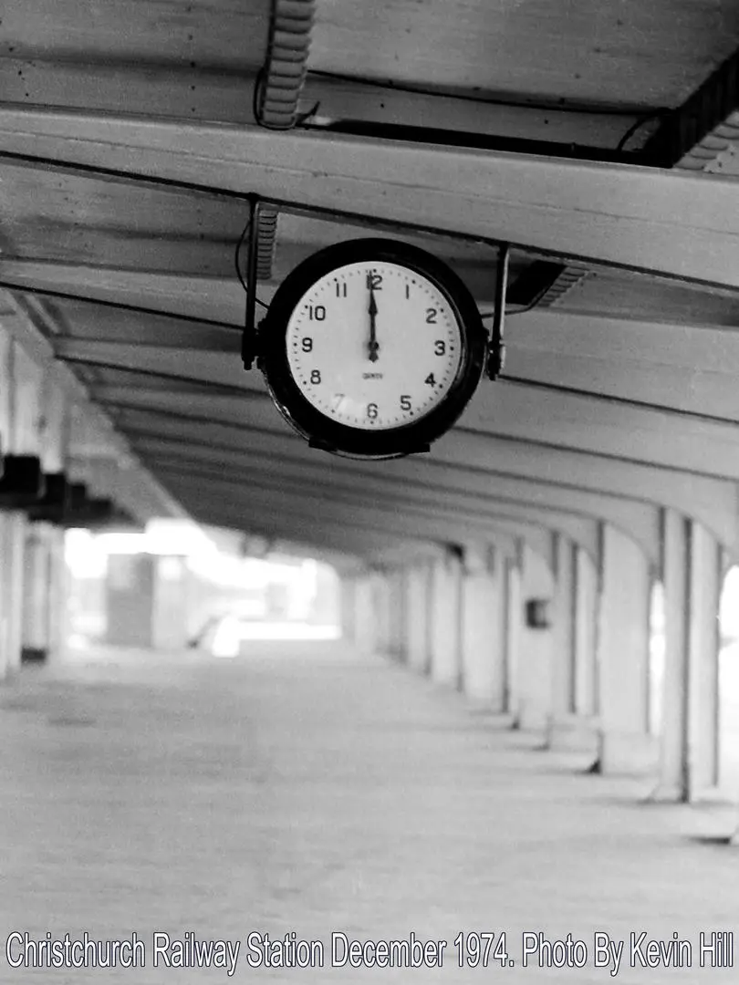 Clock on railway station platform