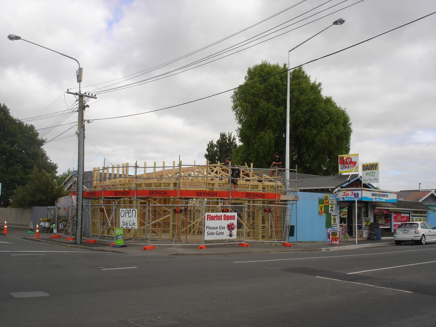 Florist shop construction on Hills Road