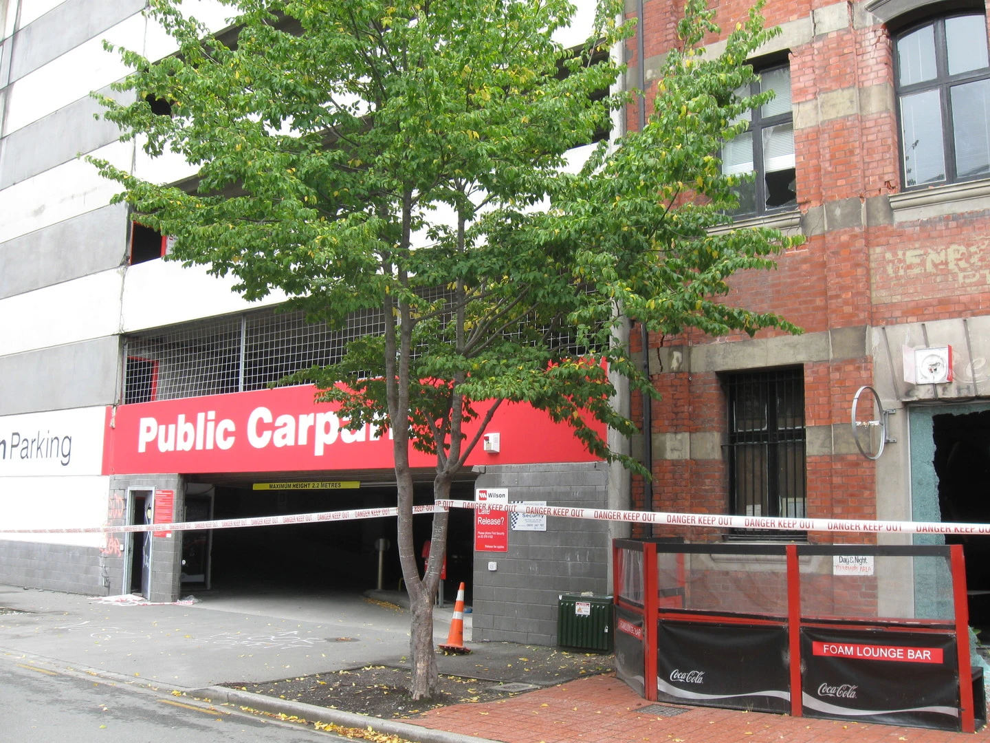 Damaged car park on Bedford Row
