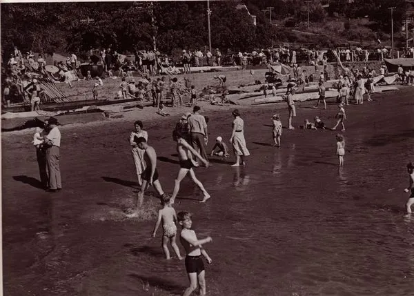 Crowds at Akaroa Beach and Harbour