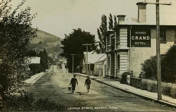 Two boys walking on Rue Lavaud outside Roche’s Grand HotelJan Shuttleworth collection