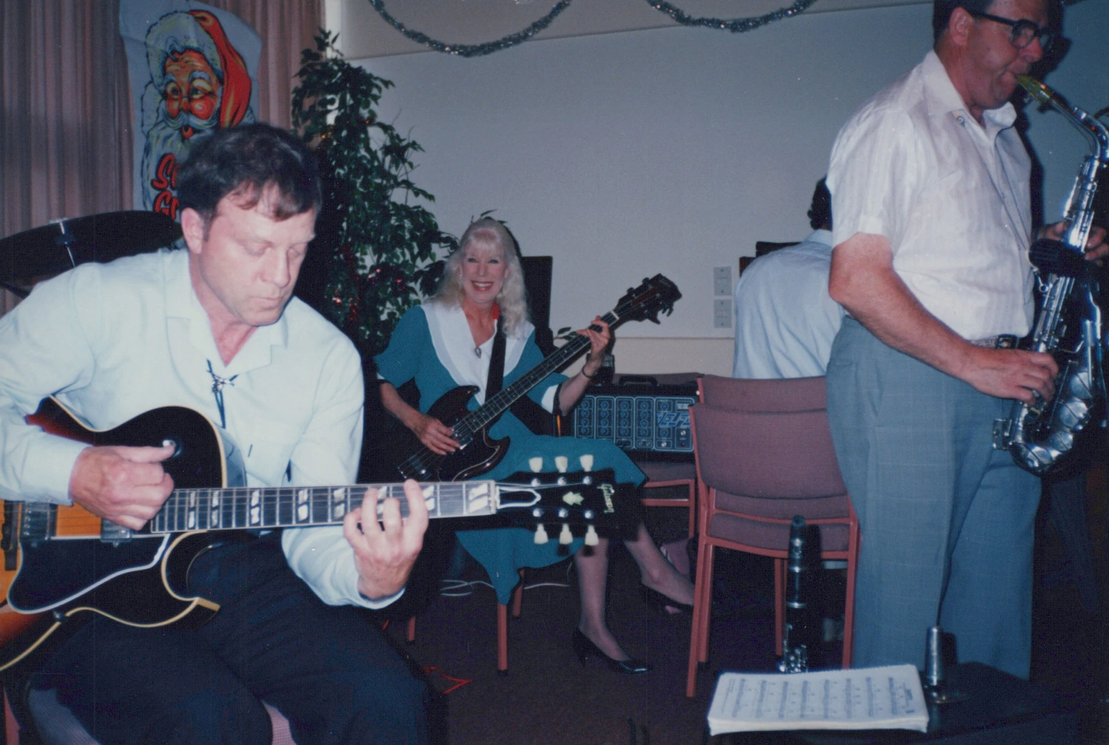 View of members of the “Stardust” band performing at the Woolston Working Men’s Club