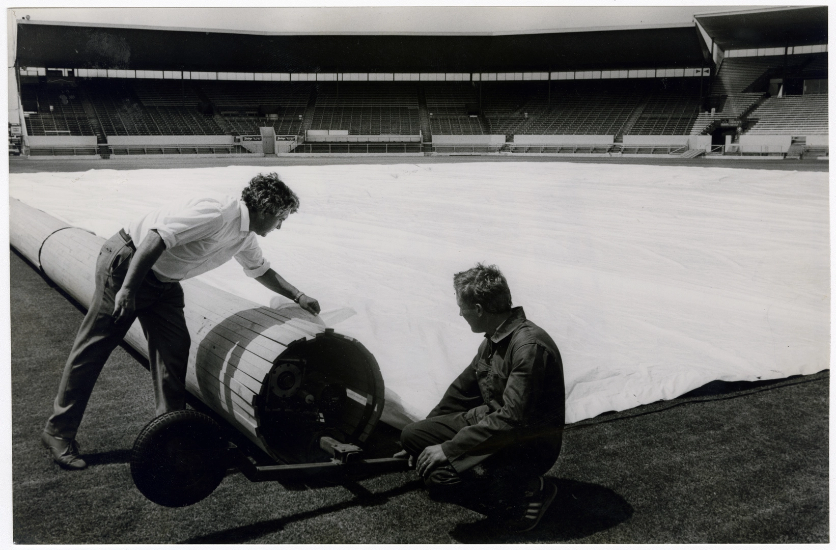 Laying a synthetic cover at Lancaster Park