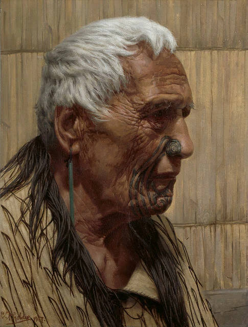 Charles Frederick Goldie - Whitening Snow of Venerable Age - Tamati Pehiriri, A Noble Chieftain of the Ngāpuhi Tribe