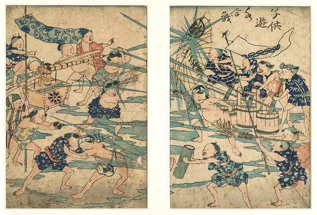 Artist Unknown - Kodomo asobi mizu-kassen (Children at Play – Water Battle)
