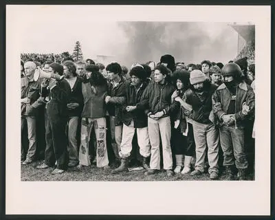 [Protesters occupy a rugby pitch]