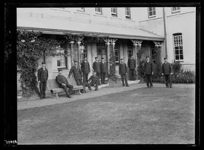 [Group portrait of male attendants, Avondale Lunatic Asylum]