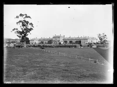 [Exterior view of Avondale Lunatic Asylum  and the surrounding grounds]