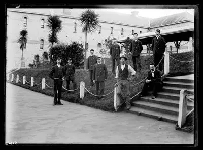 [Group portrait of male attendants , Avondale Lunatic Asylum]