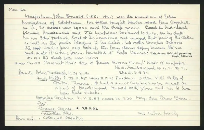 Macdonald Dictionary Record: John Donald Macfarlane