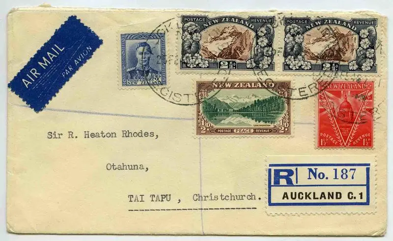 Envelope: New Zealand Postage Stamps Attached