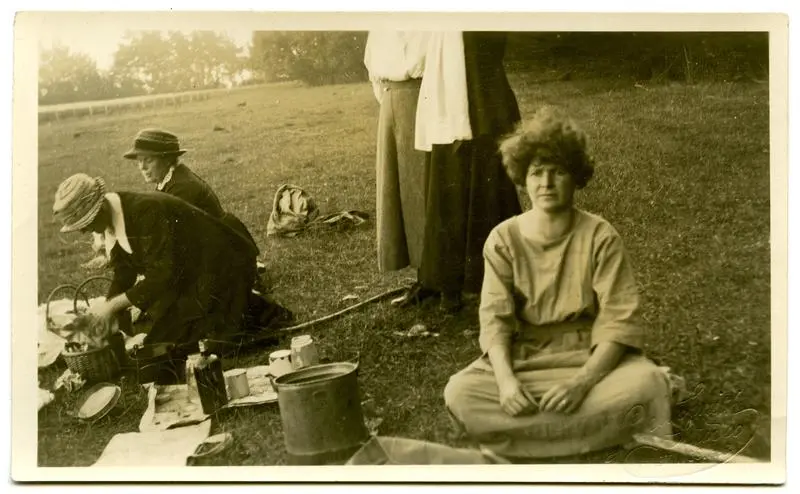 Photograph, Black and White: Lovell-Smith family group on a picnic.