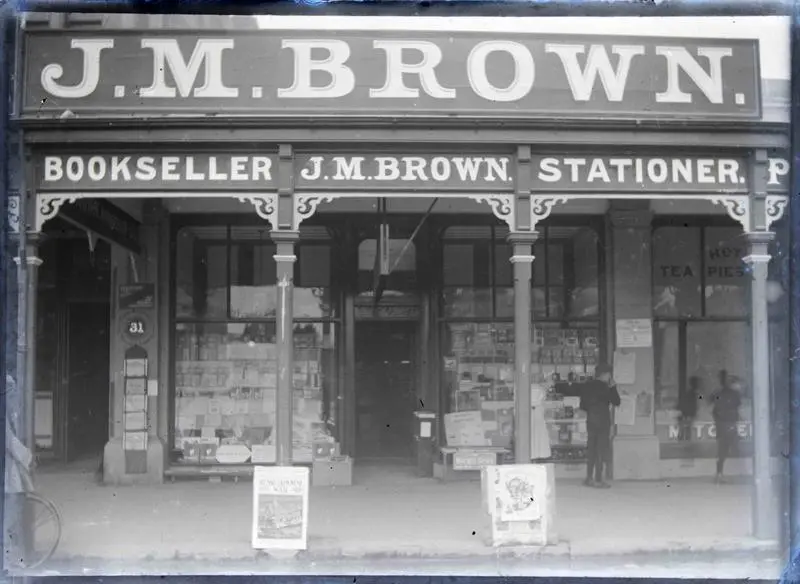 J M Brown Bookseller & Stationer. Shop front