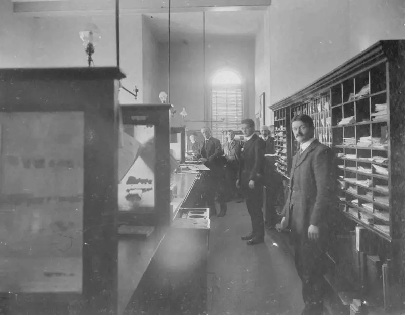 Counters and staff, Post and Telegraph Dept, Oamaru Post Office