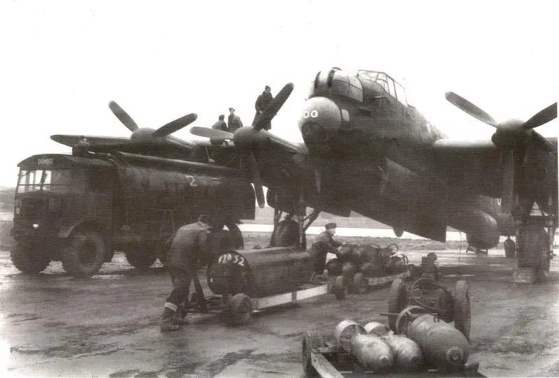 Loading a Lancaster with bombs and fuel