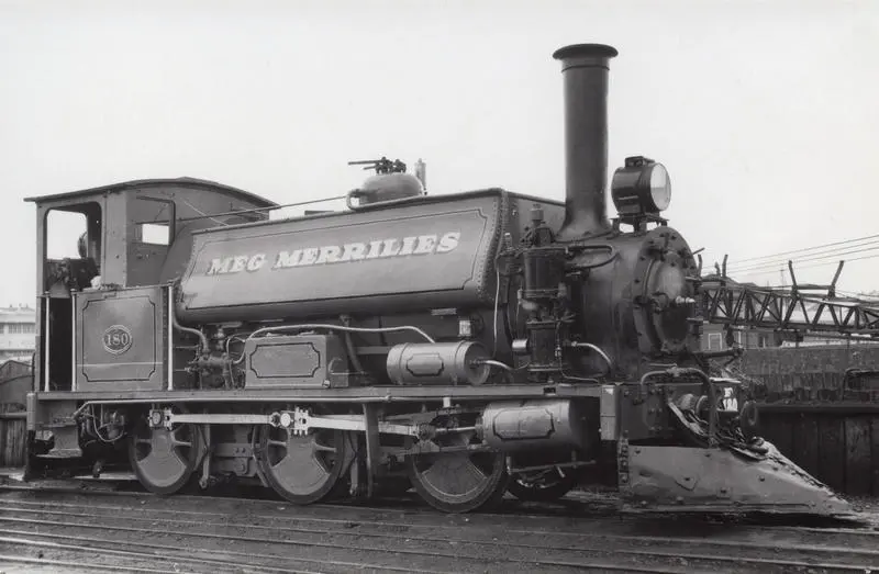 Steam locomotive F 180 (Meg Merrilies) at Auckland depot, 1965