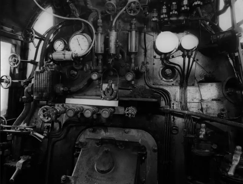 Interior of cab of K class steam locomotive