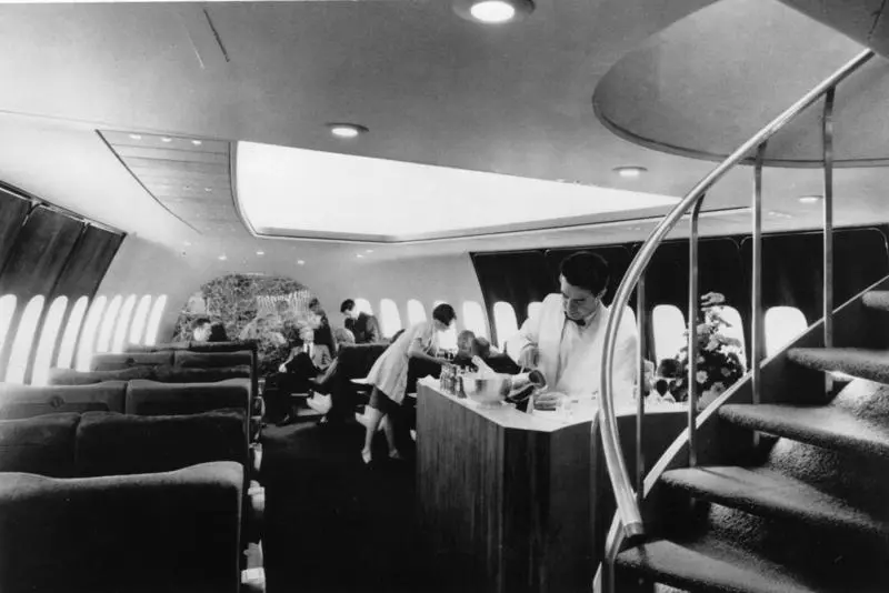 A cabin mockup of Pan American Boeing 747