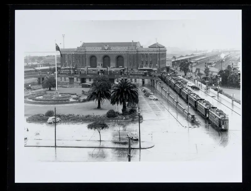Row of trams near Auckland Strand Railway Station