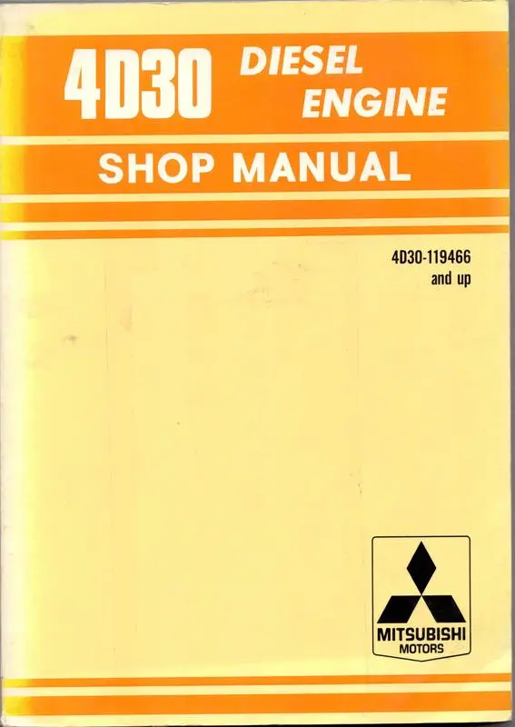 4D30 Diesel Engine: Shop Manual 4D30-119466 and up