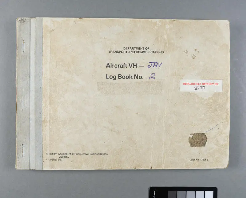 Aircraft VH-JAV log book no. 2 for Bell 47J-2A Ranger helicopter