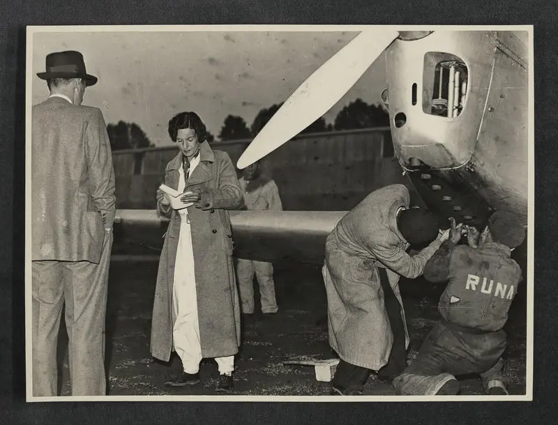 G-ADPR being serviced after Jean Batten's return Australia-England flight was diverted to Naples