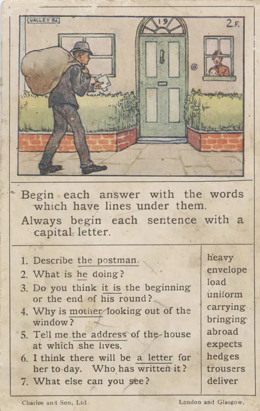 Teaching card, the Postman