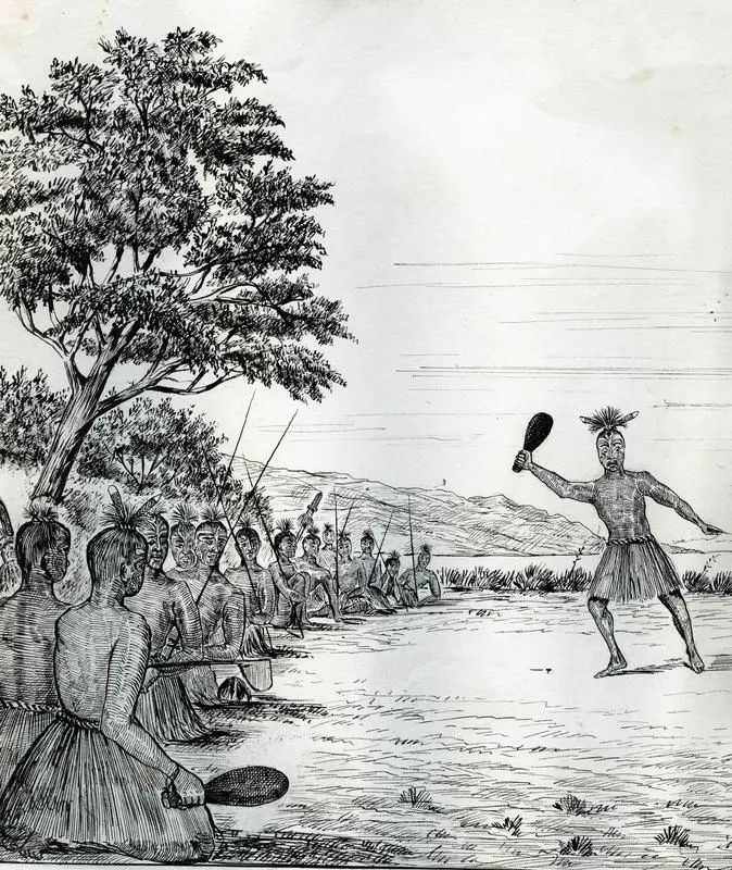 Drawing, Māori war party