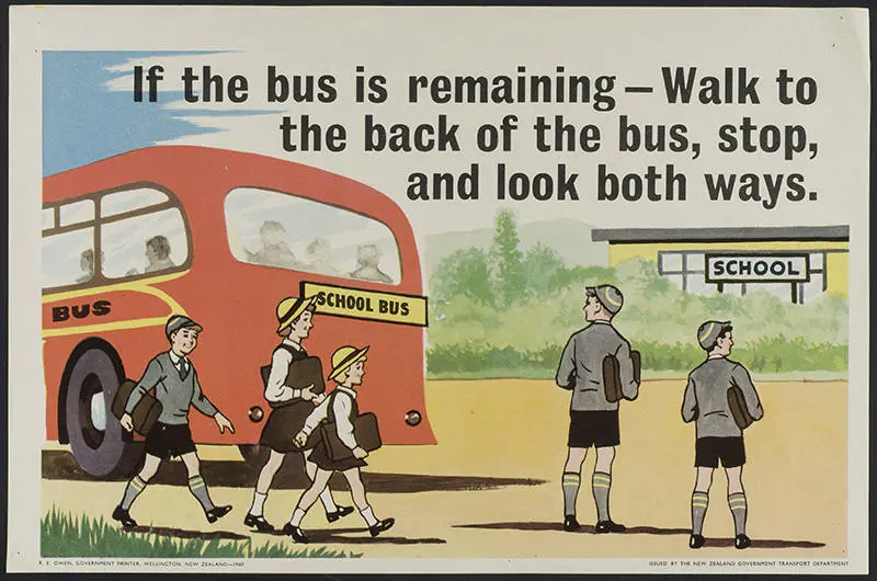 'If the Bus is Remaining ..Walk to the back of the bus'. [poster]