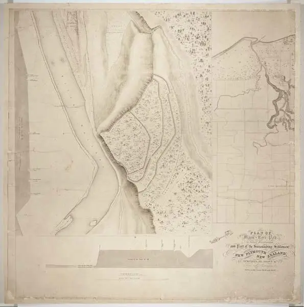 Plan of Manu-kori Pah and part of surrounding settlement, New Plymouth, New Zealand