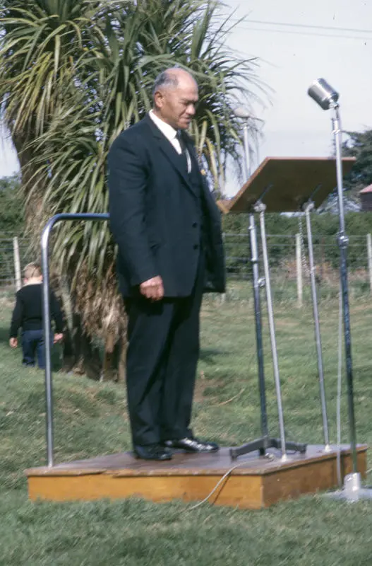 Battle of Turuturu Mōkai centennial, male speaker, Hāwera