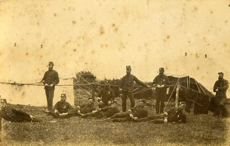 Non-Commissioned Officers (NCOs) of the Armed Constabulary outside tent lines