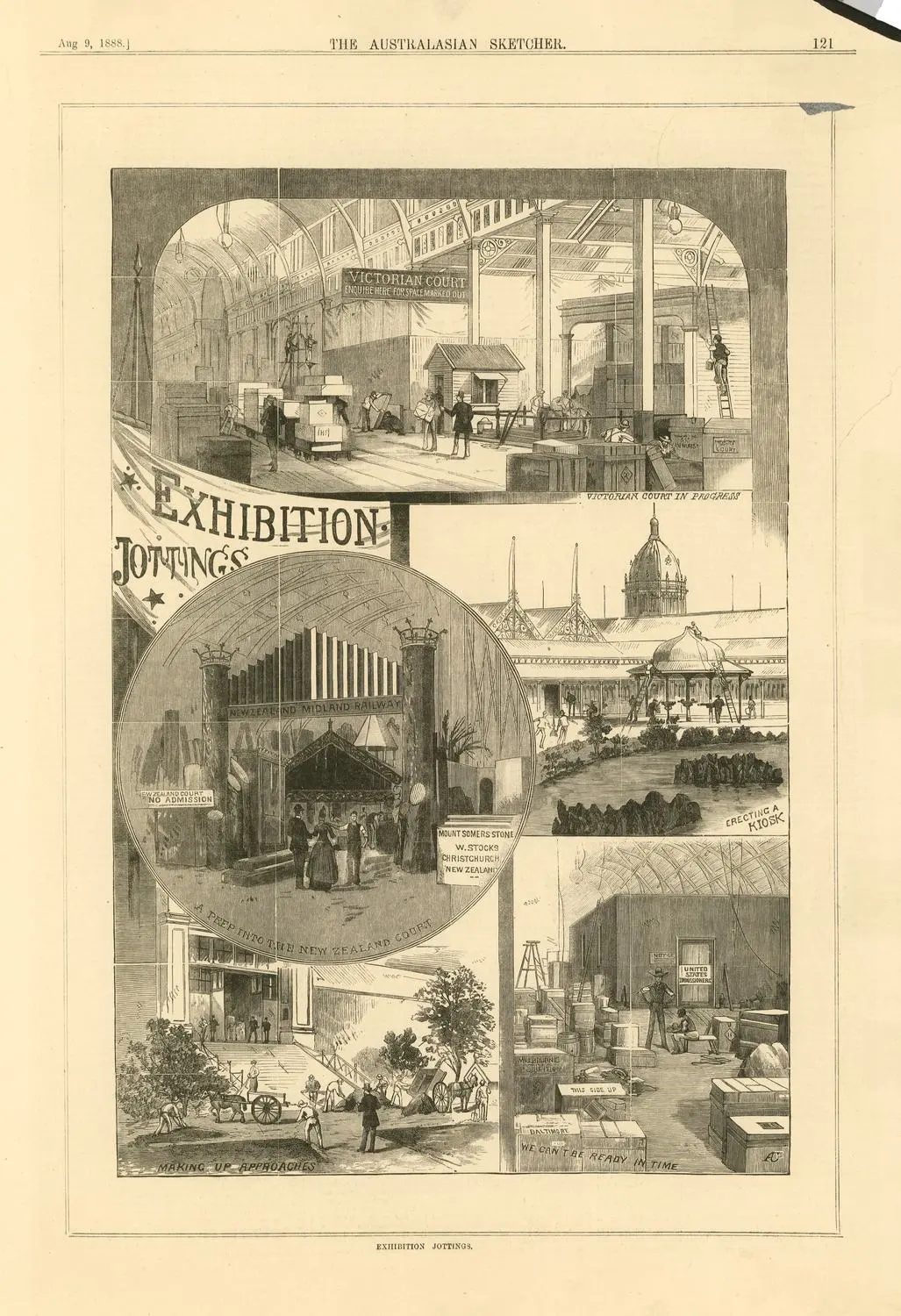 Newspaper Cutting - 'Exhibition Jottings', The Australasian Sketcher, Melbourne, 9 Aug 1888