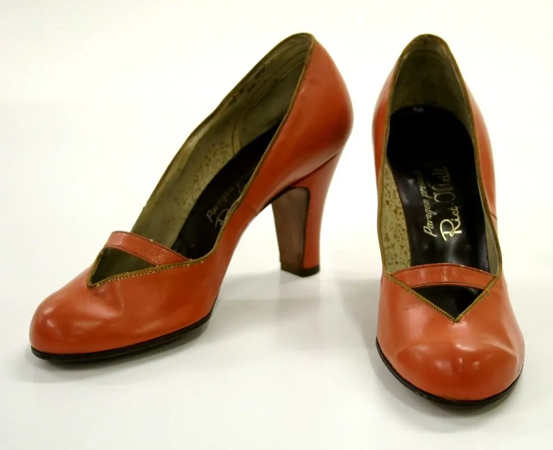 Shoes - Paragon, Rice O'Neill, Orange Leather, late 1950s