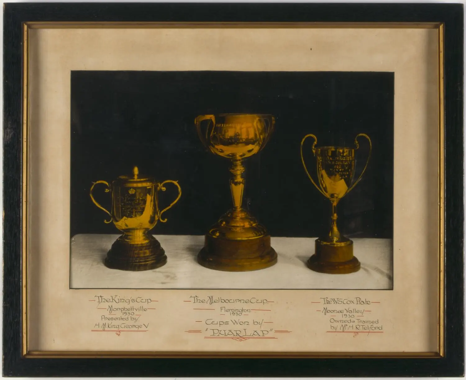 Photograph - Trophies Won by Phar Lap, Framed, 1930