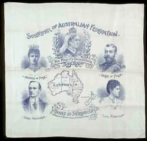 Handkerchief - 'Souvenir of Australian Federation', Linen, 1901