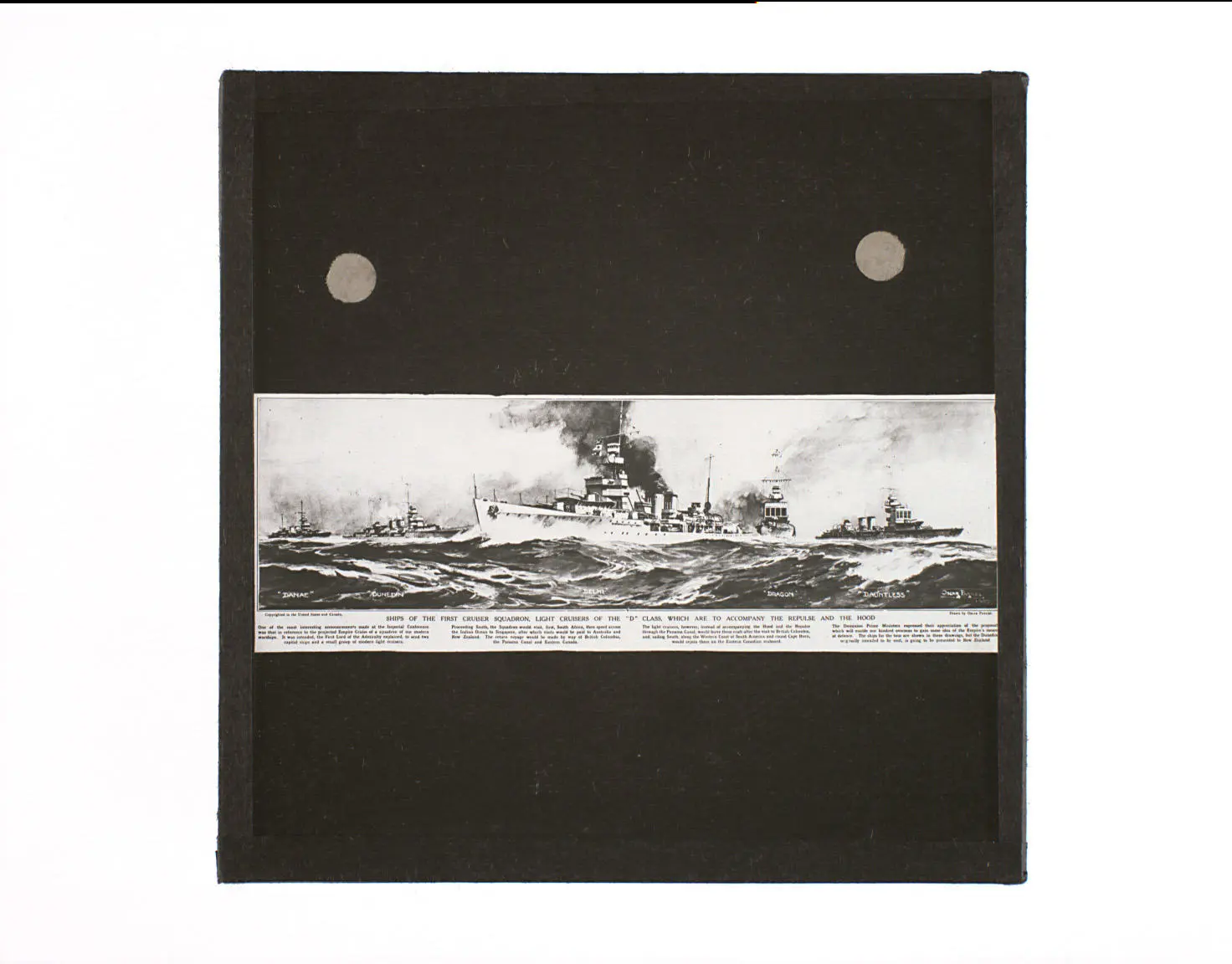 Lantern Slide - First Cruiser Squadron, circa 1924