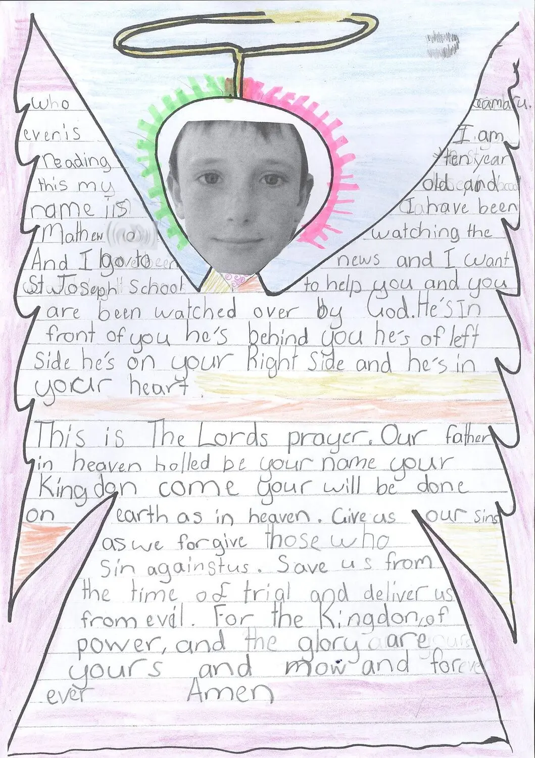 Letter - Mathew to The Alfred Hospital Burns Unit, St. Joseph's School, Oamaru, New Zealand, Feb 2009
