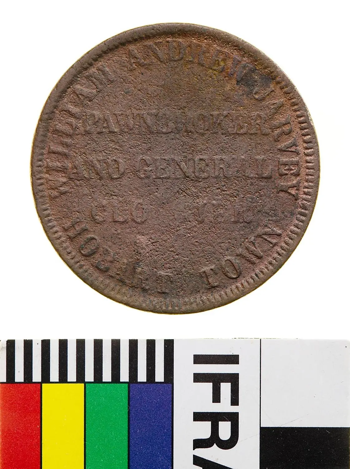 Token - 1 Penny, William Andrew Jarvey, Pawnbroker, Hobart, Tasmania, Australia, circa 1860
