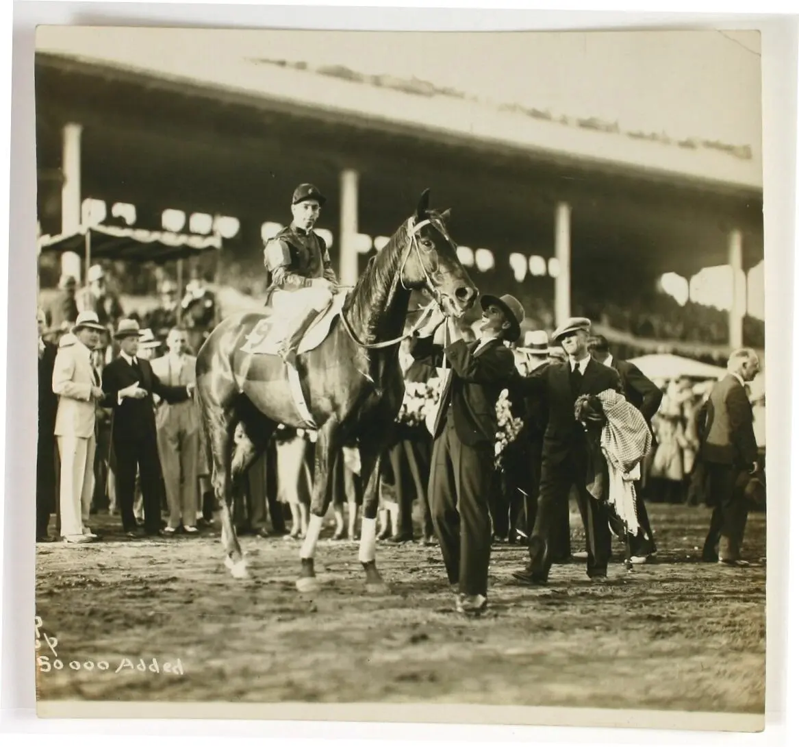 Photograph - Phar Lap, Billy Elliot and Tommy Woodcock, Agua Caliente, 20 Mar 1932