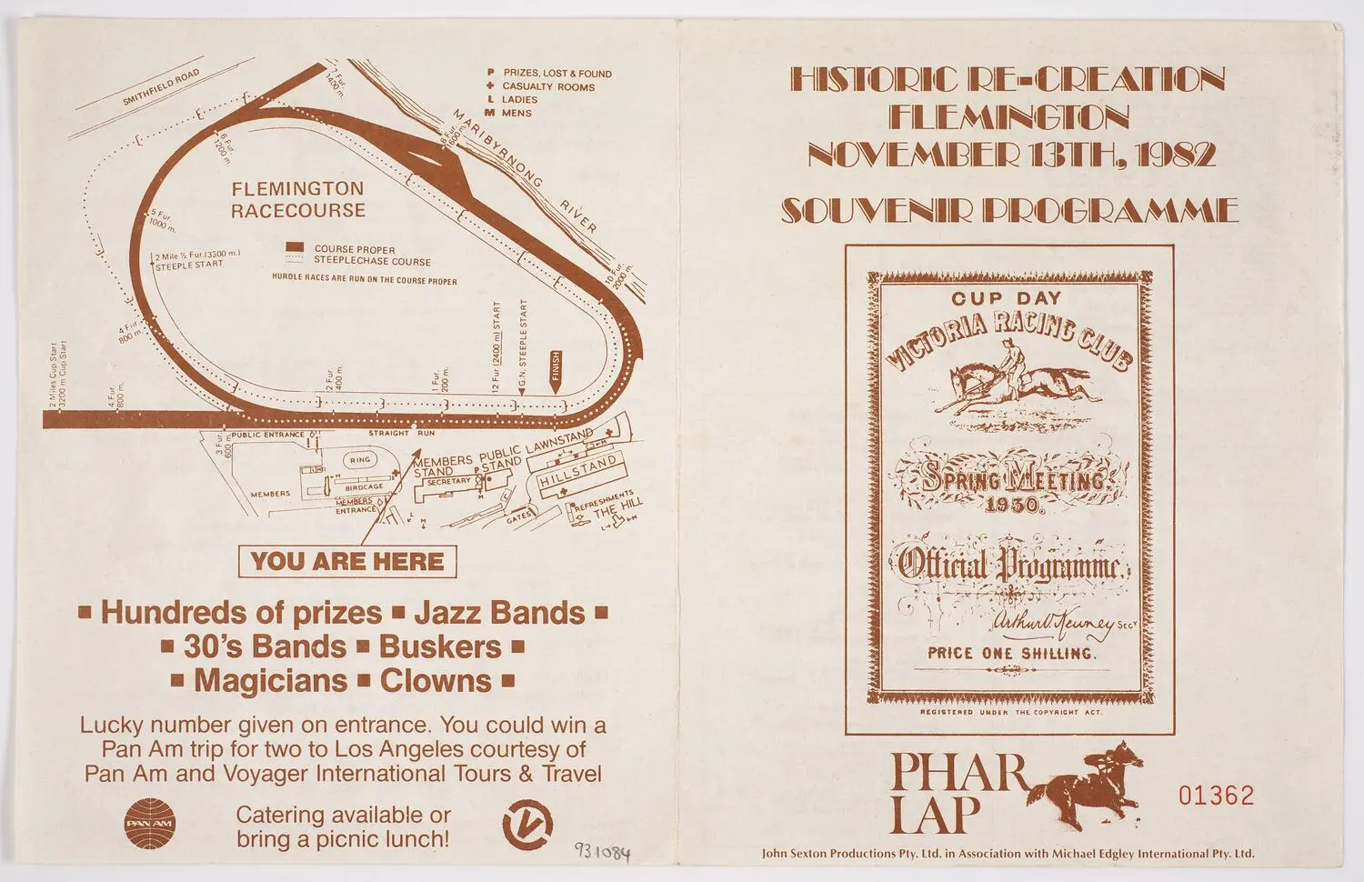 Souvenir Programme - 1930 Melbourne Cup Re-Creation Filming, Phar Lap Motion Picture, 1983