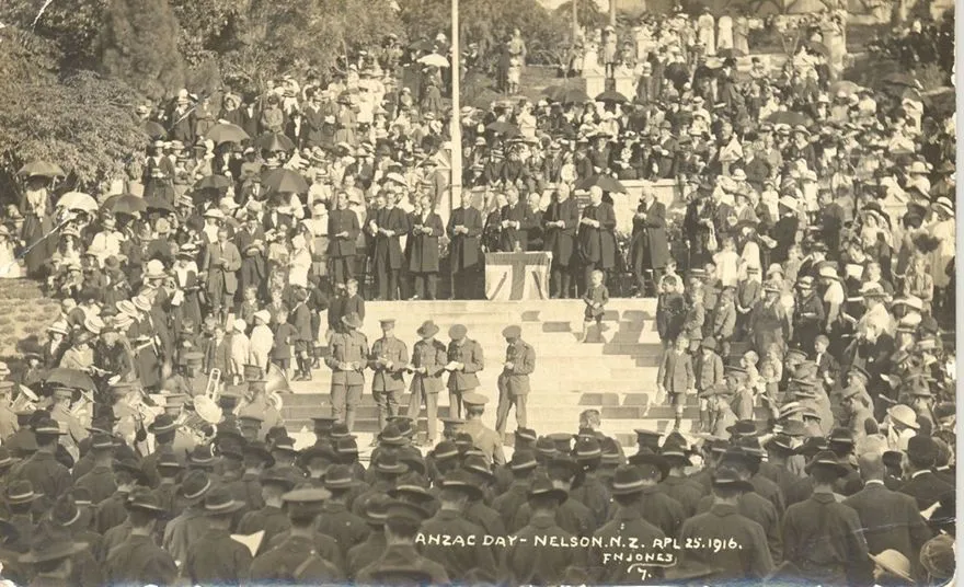 Anzac Day Service on the steps of the Nelson Cathedral, 1916