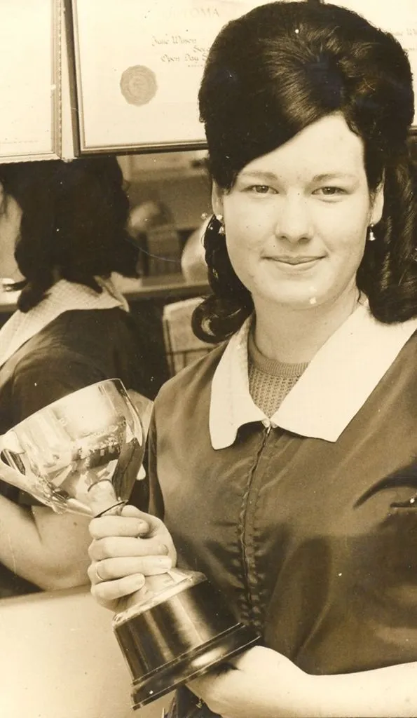 Miss Wilson, a winner in hairdressing competitions, 1969