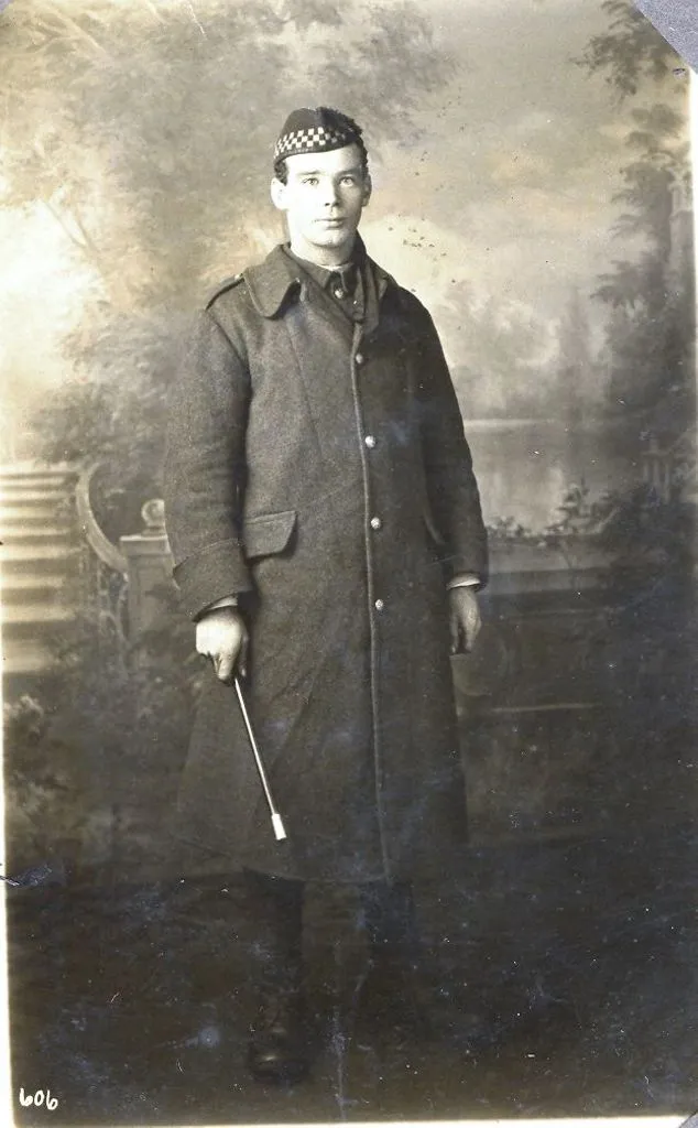Soldier in front of a backdrop. c1914-18?