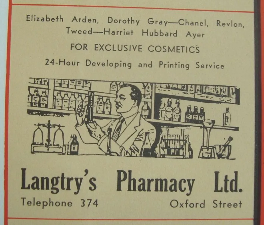 Advert for Lanntry's Pharmacy Ltd - from Wises Levin Map 1950s .JPG